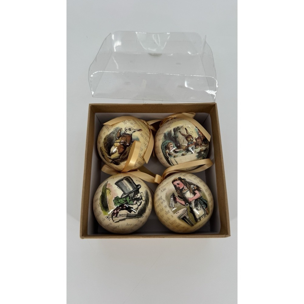 Alice in Wonderland Ornament Set BAM Exclusive 4pc Victorian Storybook Whimsical